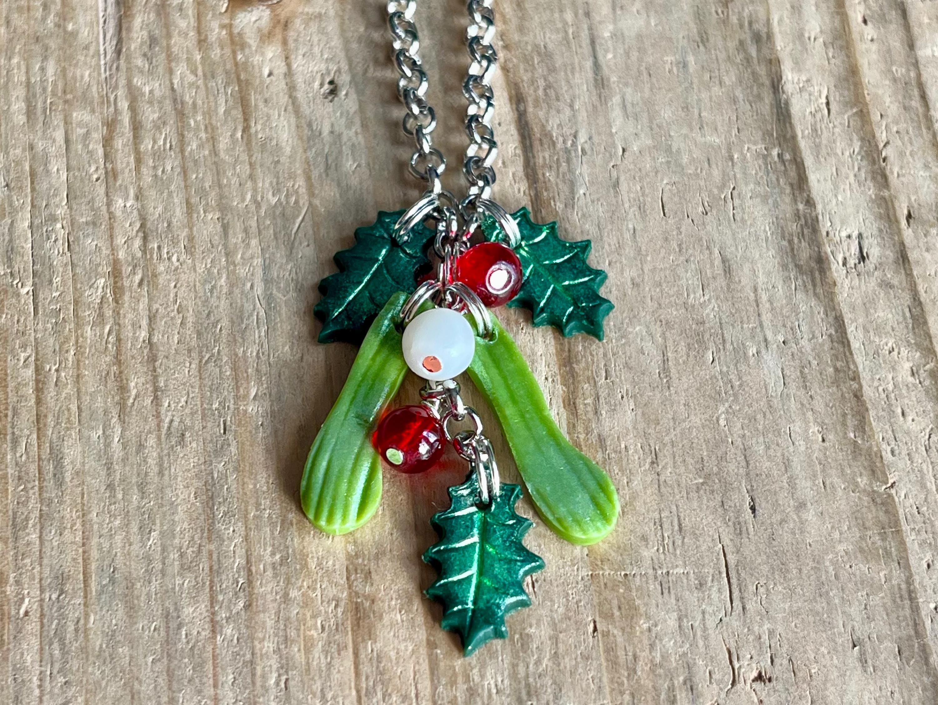 Holly and Mistletoe Necklace Pendant Handmade - Etsy
