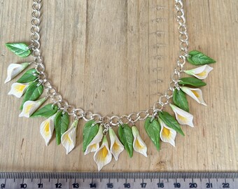 Calla Lily Necklace - Handmade - Summer Necklace, Polymer