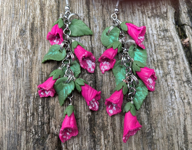 polymer clay pink handmade Foxglove bracelet Stunning summer bracelet