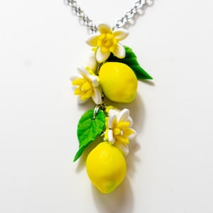Lemon pendant. Long necklace