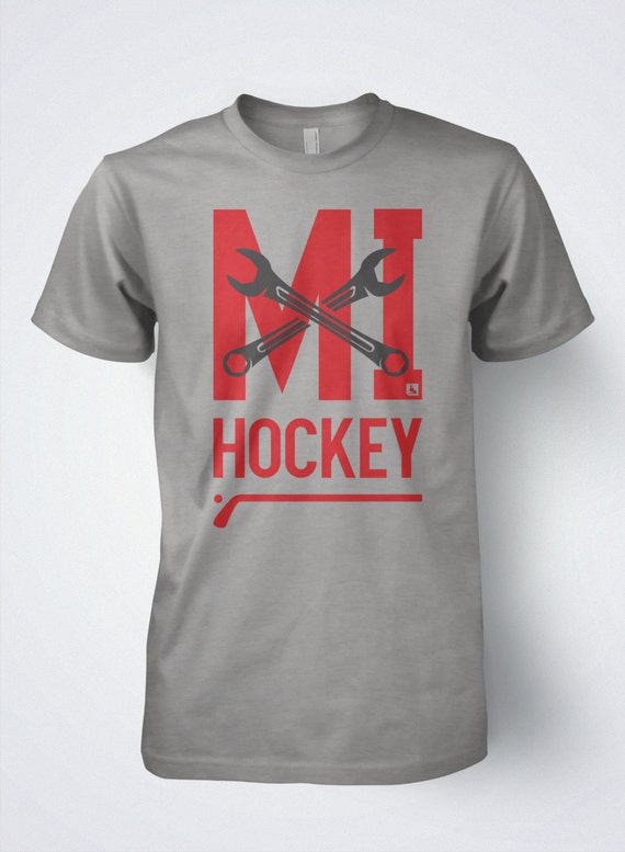 Mens Hockey T Shirt MICHIGAN Hockey Tee by Scrappers Hockey | Etsy