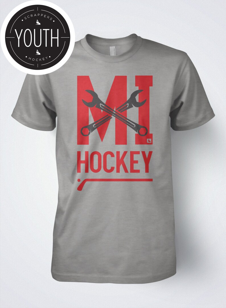 Hockey T Shirt Youth MICHIGAN by Scrappers Hockey Etsy