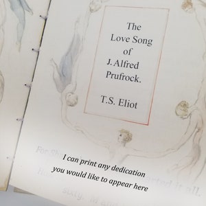 Detail of the title page of a handmade artist book that shows how the book can include personalisation. A dedication can be included to create an even more meaningful gift