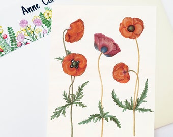 Poppy Handmade greeting card, Personalized Sympathy card