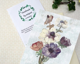 Custom flower card, personalized birthday card