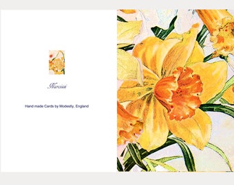 Personalized floral greetings card, Daffodil card with custom greeting inside