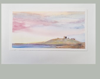 Watercolour of Dunstanburgh Castle, Northumberland, original artwork