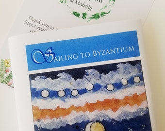 Artists handbound book 'Sailing to Byzantium' featuring W.B. Yeat's poetry, letterbox gift, reader's gift, Father's Day Gift