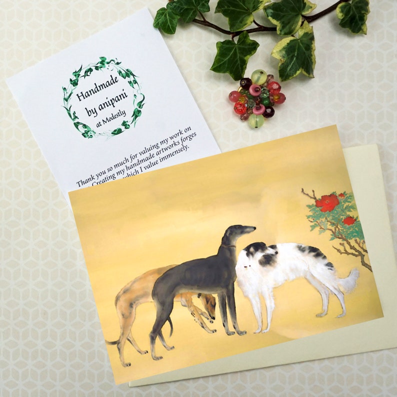Greyhounds card, personalized card for dog lovers, custom greetings card, image 1