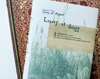 Artists handbound book - tribute to 'Song of Myself' Walt Whitman poetry gift, Father's Day Gift