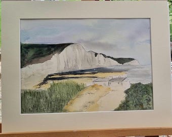 Original Watercolour Painting: English Coastal Landscape Art (14x10in)