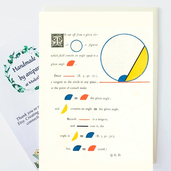 Handmade card for maths lover, card for maths geek, custom math card