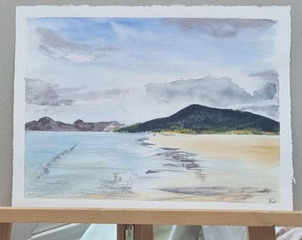Original watercolour painting 'Luskentyre',  landscape for nature lover,