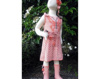 Mariposa chica vestido crochet PDF patrón