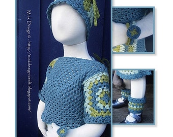 Granny Hat - Leg Warmers and Bracelet -  Instant Download  PDF Pattern