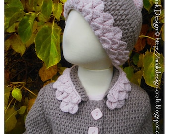 Hat with Crocodile edge and Pompom - Instant Download PDF Pattern
