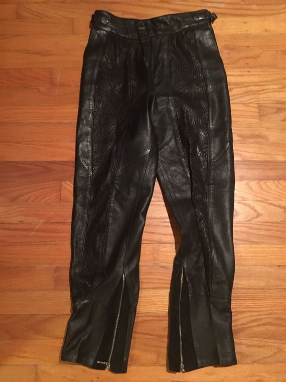 1980s Black Leather Size Small Pants Pre-Owned - image 8