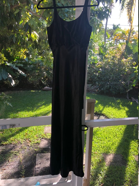 Black Bias Cut Long Dress, by Sharnel, Vintage 198
