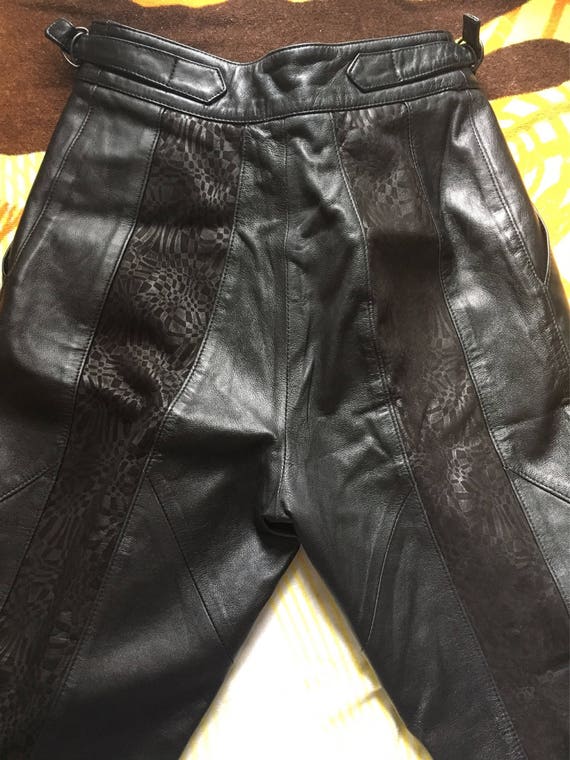 1980s Black Leather Size Small Pants Pre-Owned - image 2