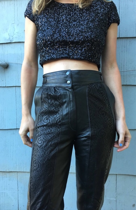 1980s Black Leather Size Small Pants Pre-Owned