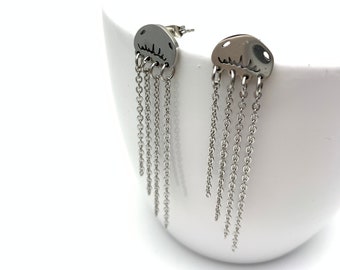 Jellyfish Earrings Silver stainless steel
