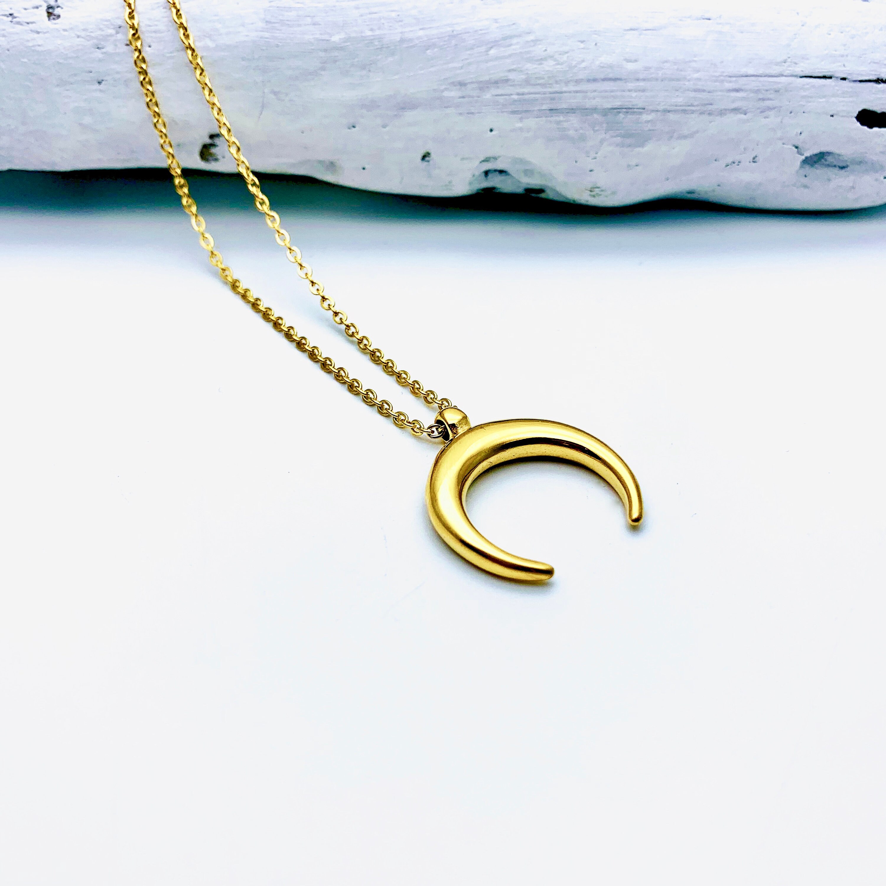 Gold moon crescent necklace Clearance