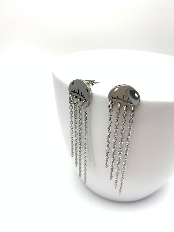 Jellyfish Earrings Silver stainless steel