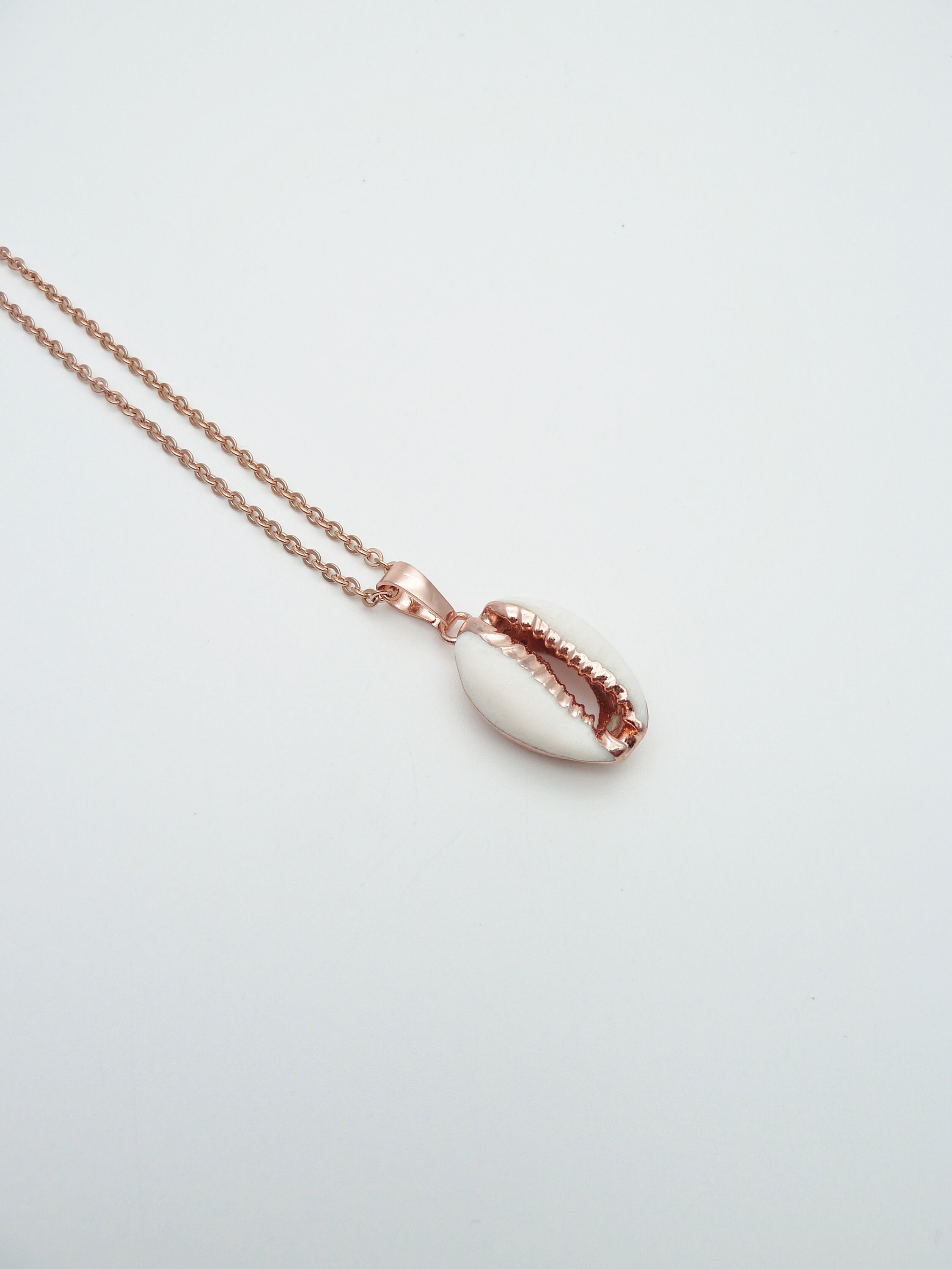 Cowrie Necklace White Shell Rose Gold Plated Necklace Etsy UK