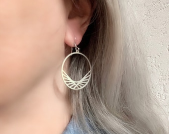 Silver Hoops Earrings HORIZON stainless steel