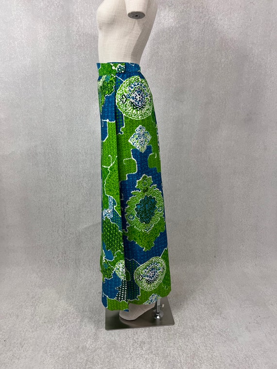 70s Maxi Skirt, Bold Floral and Abstract Print, A… - image 3