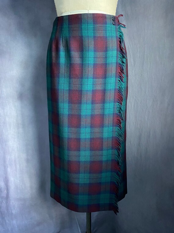 Plaid pencil top wrap skirt