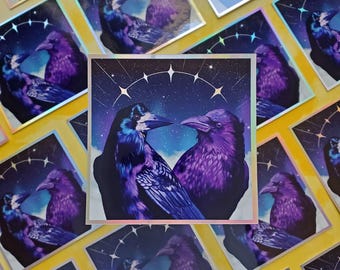 Corvid Lovers Holographic Sticker