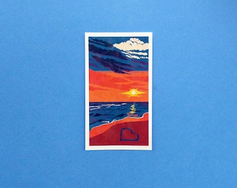 Holographic Sunrise Heart Sticker
