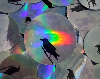 Raven Moon Holographic Sticker