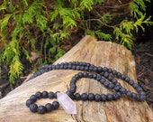 Lava Rock Rose Quartz 108 Yoga Mala Prayer Necklace