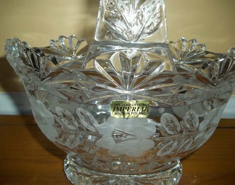 IMPERIAL Crystal BASKET Candy Dish / Imperial Lead Crystal Etsy