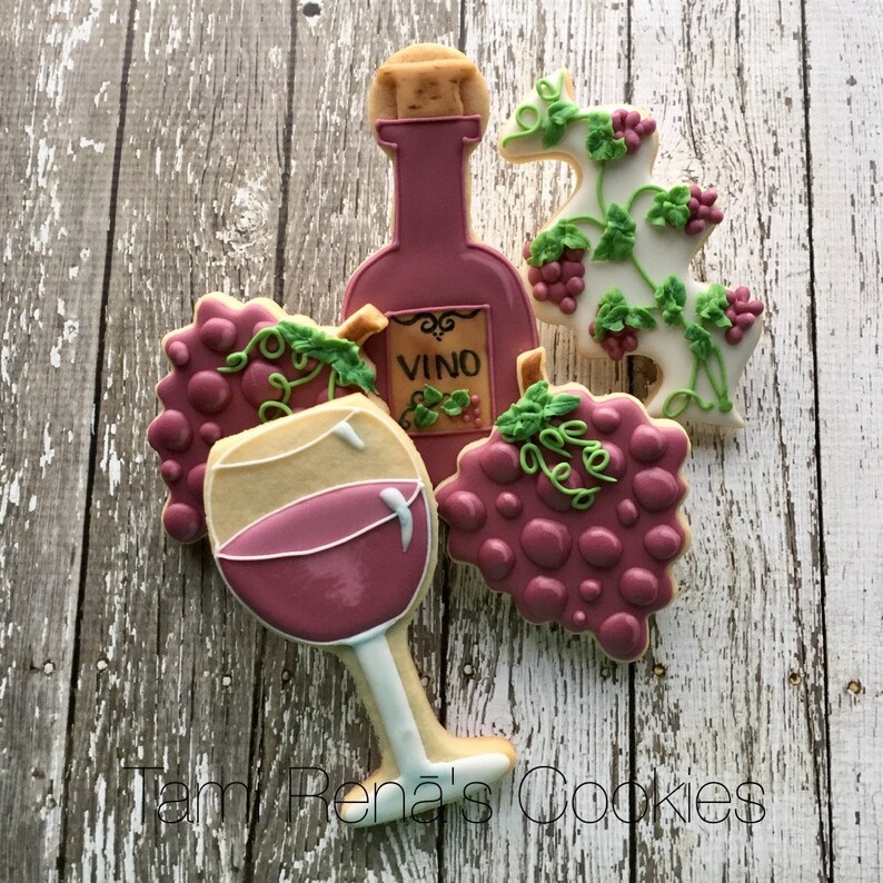 Wine Decorated Cookies 1 Dozen Image 0