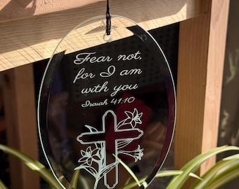 Cross & Lily Devotional sun catcher