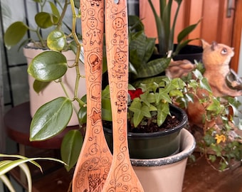 Gingerbread House Fun!  Large, freehand burned wooden spoon or spatula