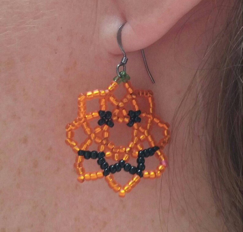 JackOLantern Beaded Earrings Etsy