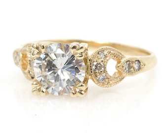 THE CRESCENT RING - One Carat Diamond Crescent Ring in Yellow Gold