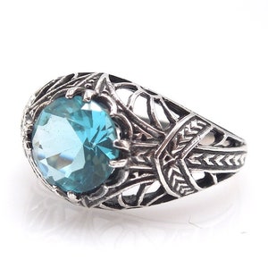 Grote Aquamarijn in Sterling Zilver filigraan Ring