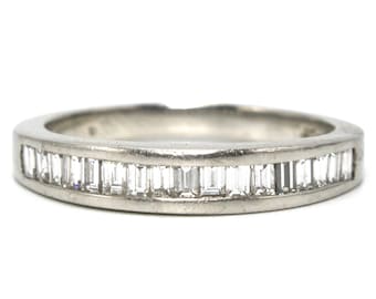 Channel Set Baguette Diamond Wedding Band in Platinum