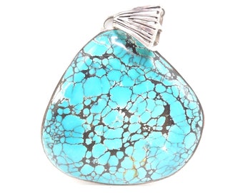 Large King's Manassa Turquoise and Sterling Silver Pendant
