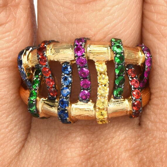 Multicolored Sapphire, Ruby, and Chrome Diopside … - image 7