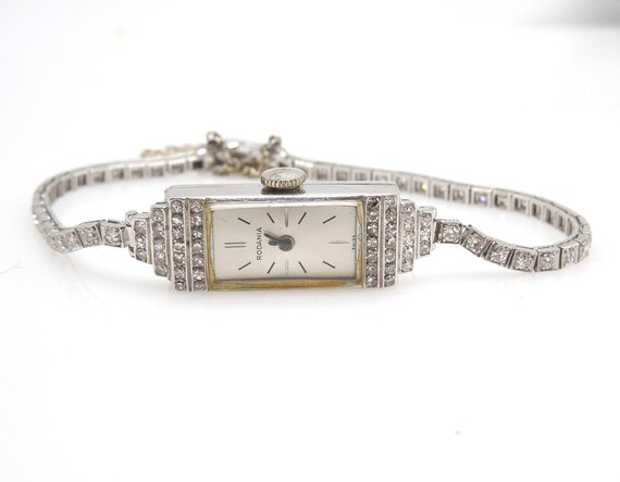 Antieke Platinum en Diamond Rodania dames horloge | Etsy Nederland
