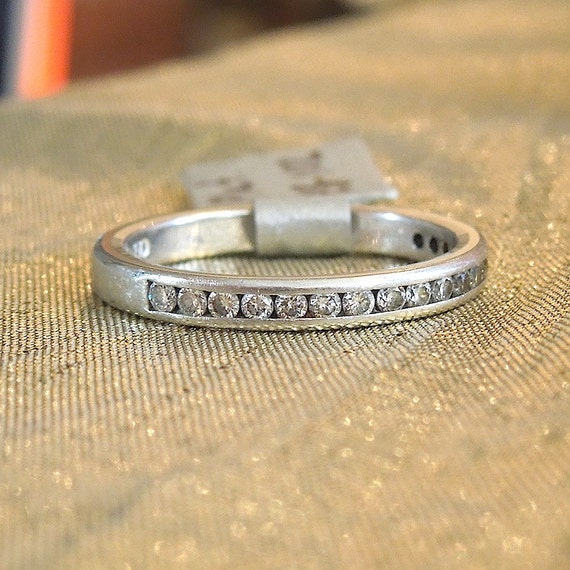 Simple Platinum and Diamond Band - image 1