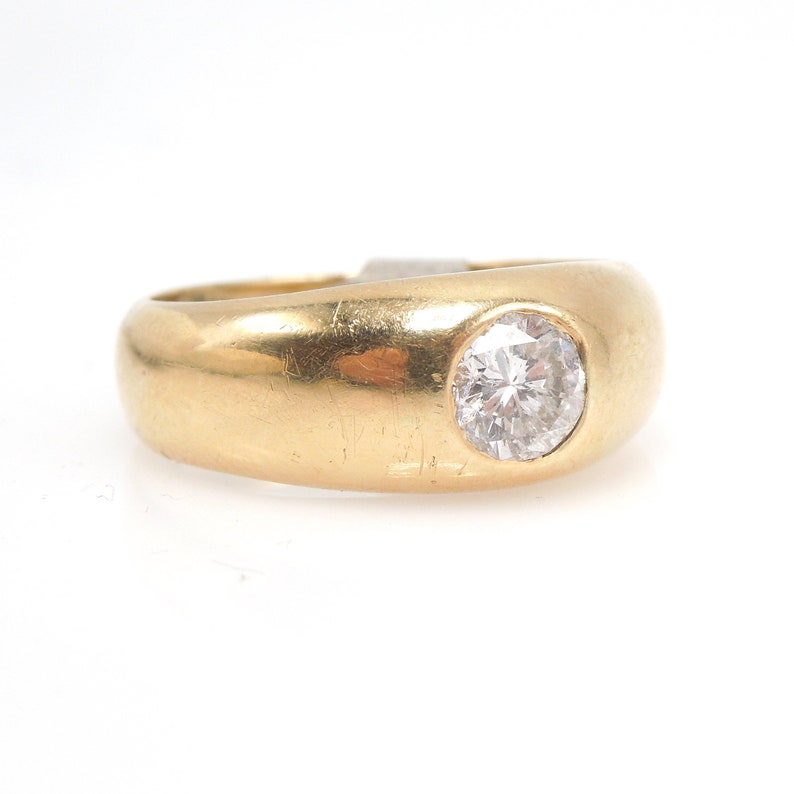 Gypsy/flush Set Half Carat Diamond in Wide 14K Gold Men's - Etsy