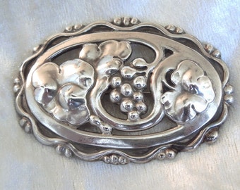 Vintage Georg Jensen Sterling Silver Grape Motif Brooch (1930s - 1940s)