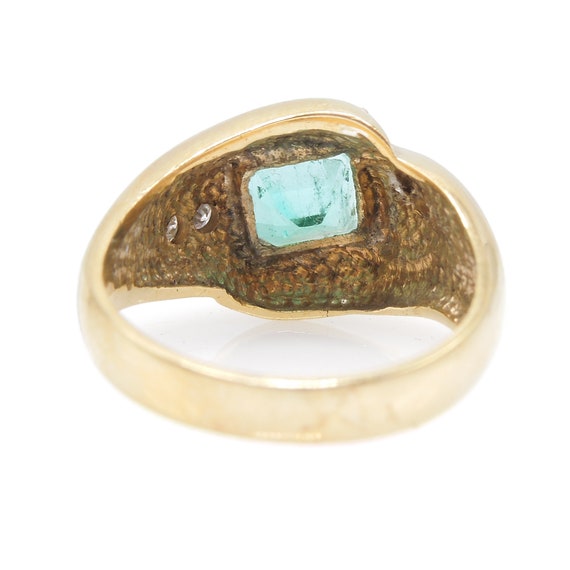 18K Yellow Gold 1.67ct Emerald Cut Emerald & Diam… - image 4